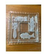 Vintage Duncan Miller Intaglio clear frosted 5 section sq 10 inch relish... - £13.92 GBP