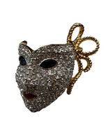 Gorgeous Swarovski Theater Mask Brooch with Clear Crystals in Rhodium &amp; ... - $1,180.97 MXN