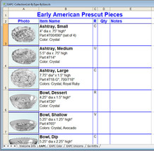 Early American Prescut Collector&#39;s Collection List By Type then By Size - Excel - £7.94 GBP