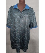 Greg Norman for Tasso Elba Polo Shirt Mens L Button RapiVent Black Blue ... - £12.54 GBP