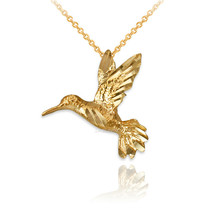 10K Yellow Gold Flying Hummingbird DC Charm Necklace - £72.64 GBP+