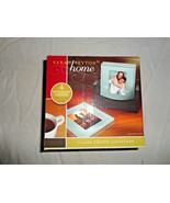 Sarah Peyton 4 solid glass photo coasters with wood holder - £16.50 GBP