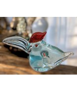 Paperweight Toucan Bird Blue Glass Art Deco Gold Fleck Open Hole Murano ... - £37.85 GBP