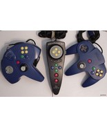 2 BLUE SUPERPAD 64 Colors controller for Nintendo 64/N64 &amp; 1 ULTRA RACER 64 - $49.72