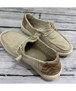 Hey Dude Women&#39;s Wendy Tan Raffia Canvas Slip On Shoes Sz 9 - €20,25 EUR