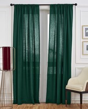 Forest Green Washed Linen Curtain 2 Panel Handmade Boho Curtains Window Curtain - £42.47 GBP+