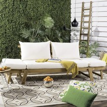 Daybed, Natural/Beige, Safavieh Pat6745B Outdoor Collection Tandra Teak ... - £358.14 GBP