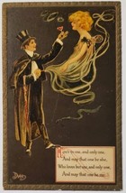 Dwig Tuck Art Nouveau Smoking Man Toasts Lady In Smoke Fantasy Postcard R29 - £39.78 GBP