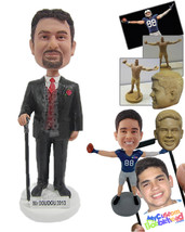Personalized Bobblehead Groom In Formal Attire Holding A Walking Cane - Wedding  - £72.74 GBP