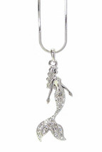 Crystal Mermaid Pendant Necklace White Gold - £10.58 GBP