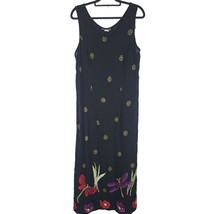 Willow Ridge Vintage Maxi Dress 18 Womens Plus Size Black Floral Sleeveless - $29.40