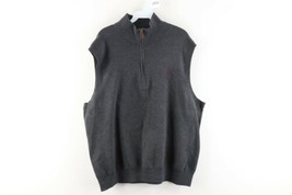 Ralph Lauren Mens XL Pima Cotton Knit Half Zip Pullover Sweater Vest Dark Gray - $54.40