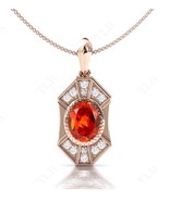 14K Orange sapphire Necklace Pendant Silver  Wedding Mothers day Men Wom... - $129.93 CAD+