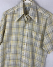 Vintage Kmart Button Up Shirt Short Sleeve Cotton Blend Plaid Work Men’s... - £19.97 GBP