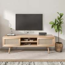 Boho TV Stand for 55 Inch TV, Entertainment Center with Adjustable Shelf - £116.04 GBP+