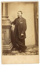 CIRCA 1880&#39;S CDV Handsome Man Beard Standing In Suit Edward Lupus Baltimore MD - £9.59 GBP