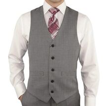 Men's RENOIR Vest Wool 140's Adjustable, Two Pockets 508-5 Lt Gray image 3
