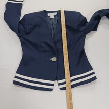 Petite Sophisticate Women's Blue/White Stripes 1-Button Blazer Jacket Size 4 image 6