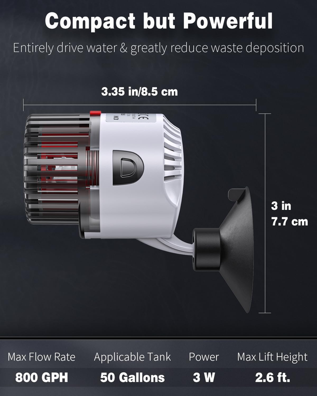 Pawfly 3 W Aquarium Wave Maker 800 GPH Submersible Adjustable Circulation Pump f Item image 3