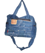 Dolphin Sea Shell 4492 Upcycled Denim Jean Bag Purse 12 x 11&quot; Blue - $40.73 CAD