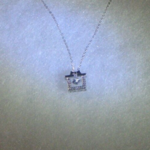 925 Sterling Silver Necklace .20Ct. Cubic Zirconia Diamond with cluster 18&quot; - £19.94 GBP