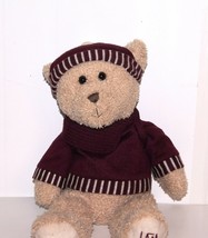 Animal Adventure Plush Bear Wearing a Knitted Sweater Stocking Cap Back ... - $14.99