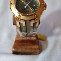 INVICTA SUBAQUA QUARTZ - GOLD CASE WITH OLIVE GREEN BAND / NEEDS NEW BATTERY image 3