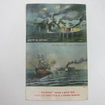 Postcard Ship Battles Monitor &amp; Merrimac, Virginia Sinking Cumberland An... - £7.83 GBP
