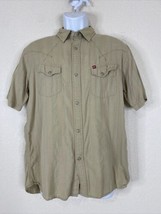 Quicksilver Men Size L Beige Western Snap Up Shirt Short Sleeve Pockets - £6.59 GBP