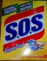 NEW IN BOX CLOROX S.O.S STEEL WOOL PADS VALUE PACK 50ct - $20.18
