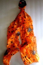NEW Halloween Spiders Womens Fashion Scarf Orange &amp; Blk Lgt Wgt Fabric 1... - £6.25 GBP