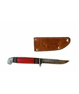 Western Auto Fixed Blade Knife vtg red handle Elk leather sheath 1941 pa... - $173.25