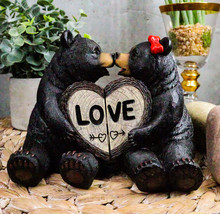 Ebros Love is in The Air Black Bear Couple Kissing and Holding Hands 2 Piece 5&quot;H - £20.77 GBP