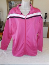Women&#39;s Made For Life Full Zip Jacket Pink Black White Sz LARGE New - £20.57 GBP