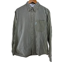 Columbia Men&#39;s Adult M Medium Button Shirt Long Sleeve Plaid Green Plaid Cotton - £11.84 GBP