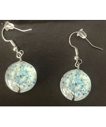 Acrylic Ball ~ Turquoise Tree Earrings ~ Silver Alloy ~ 1.5&quot; Drop Dangle... - £11.76 GBP