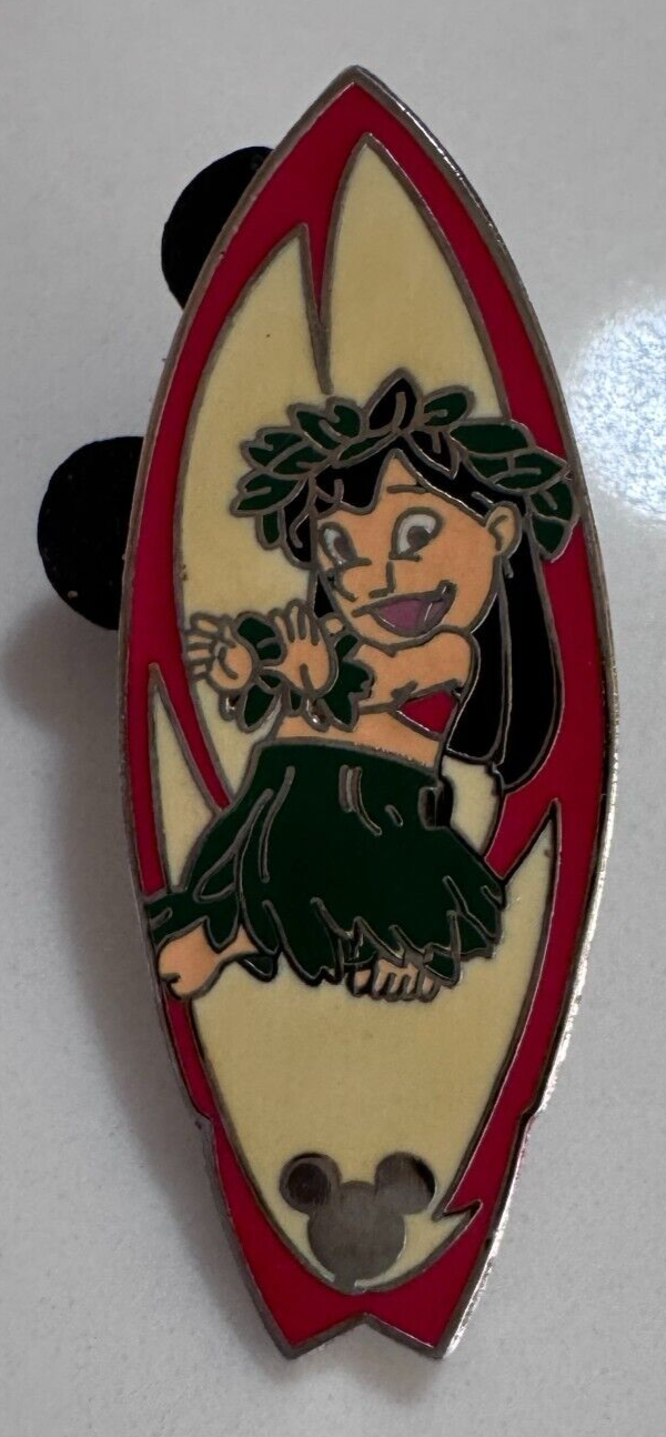 Disney Lilo Stitch Surfboard Cast Lanyard Series 2005 Hawaii Pin - $16.82