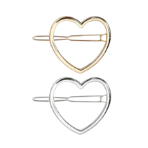 Hollow Heart Barrettes Gold/Silver Hair Accessories NEW Lot of 2 Casual - £7.51 GBP
