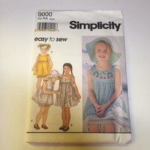 Simplicity 9000 Size 2 3 4 Girls Dress Top Bloomers Hat - £10.27 GBP