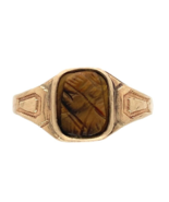 9k Rose Gold Genuine Natural Tiger&#39;s Eye Quartz Cameo Ring Size 6 (#J7059) - $338.26 CAD