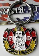 Fire Dept Search And Rescue Keyring Key Chain 1.5 Inches - £6.04 GBP
