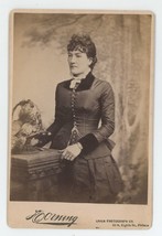 Antique c1880s Cabinet Card Stunning Portrait of Woman in Dress Philadelphia, PA - £9.66 GBP