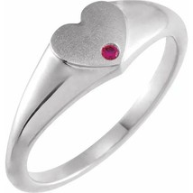 Sterling Silver Ruby Heart Signet Ring - £125.03 GBP+