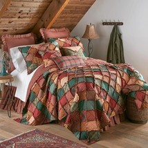 Donna Sharp Campfire Rag Quilt **KING** Rustic Country Lodge Patchwork Bedding - £275.00 GBP