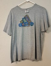 Rare 90&#39;s Adidas Graphic Spell Out Logo Grey T Shirt USA Made XL - $10.73