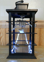 Halloween Prop Skeleton In A Cage Lighted 11&quot; - £11.44 GBP