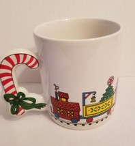 Christmas Train The Love Mug Coffee Candy Cane Handle Cocoa Tea Cup Vtg ... - £6.26 GBP