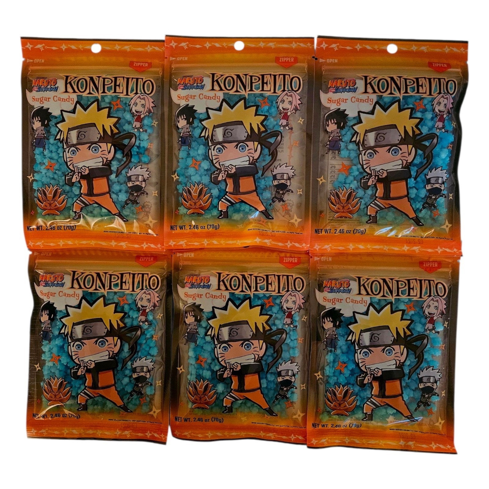 Naruto Sugar Candy Konpeito Cider Flavor 70 g, Six (6) Packs - $19.75