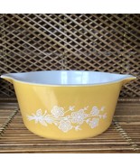 Pyrex 1.5qt Round Casserole Butterfly Gold Yellow Vtg Bake and Serve Bow... - $23.85