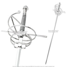 Medieval Renaissance Costume Rapier Fencing Sword with Wire Wrapped Swept Hilt - £66.55 GBP